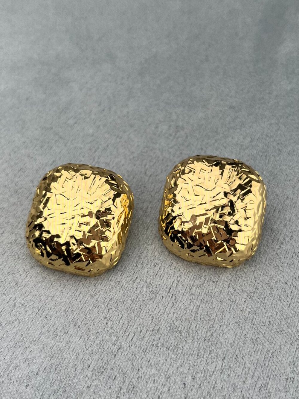 Sparkling Textured Cube Stud Earrings-Gold Plated Statement-Sterling Silver Post